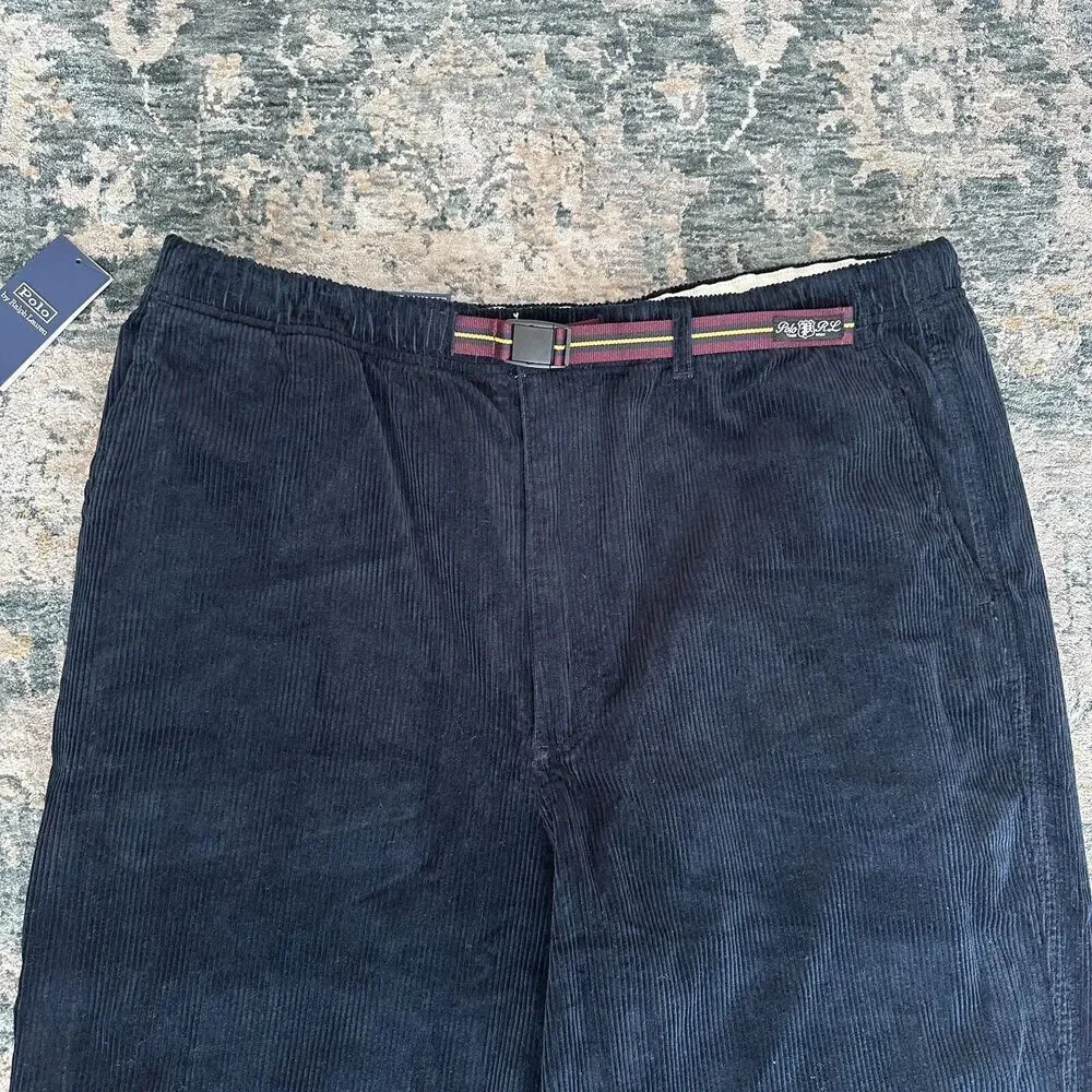 Polo Ralph Lauren Pants Mens XXL Corduroy Aviator Belted Relaxed Fit‎ Navy NWT